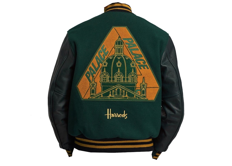 Palace x Harrods Golden Bear Varsity Jacket Green