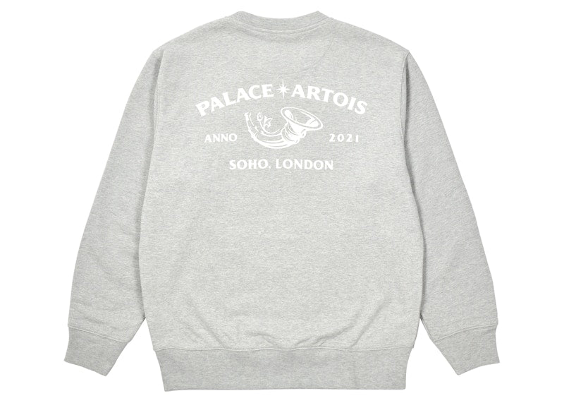Palace x Stella Artois Cartouche Crew Grey Marl