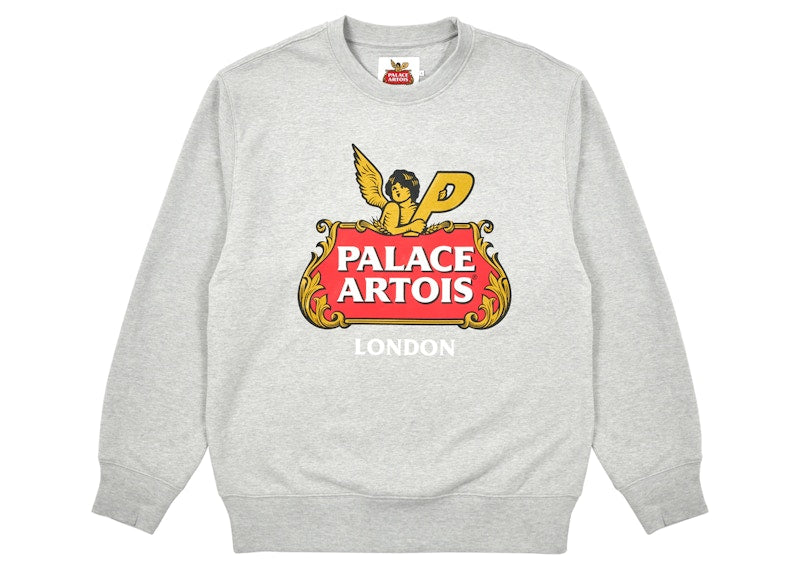 Palace x Stella Artois Cartouche Crew Grey Marl