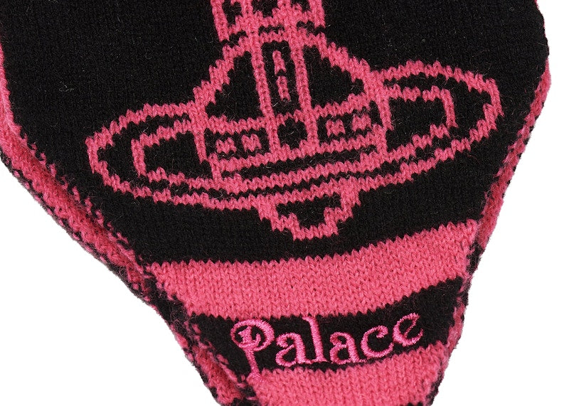 Palace x Vivienne Westwood Orb Knit Earflap Beanie Pink/Black