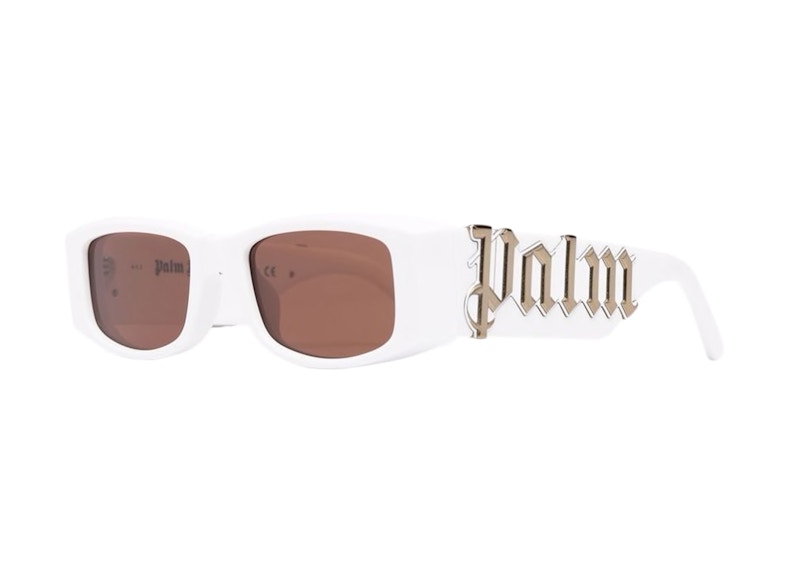Palm Angels Angel Rectangle Frame Sunglasses White Brown (PERI001Y21PLA0010160)