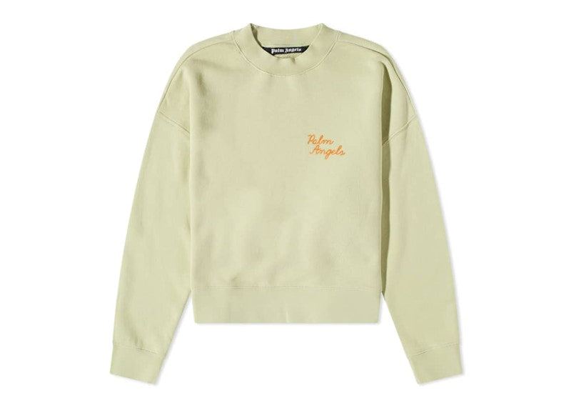 Palm Angels Back Spray Palm Embroidered Logo Crew Sweat Mint Green