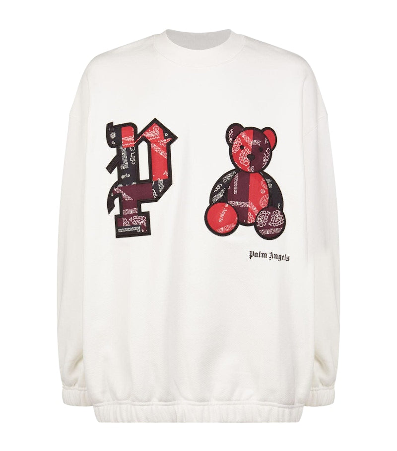 Palm Angels Bandana Bear Oversized Fit Crewneck White