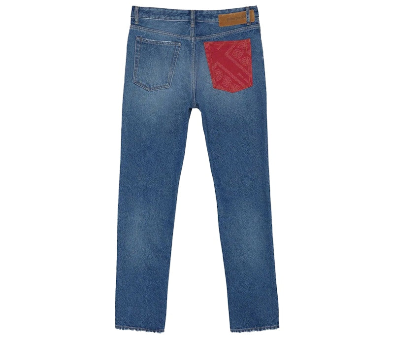 Palm Angels Bandana Straight Fit Jeans Blue
