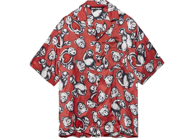 Palm Angels Bear Bowling Shirt Red