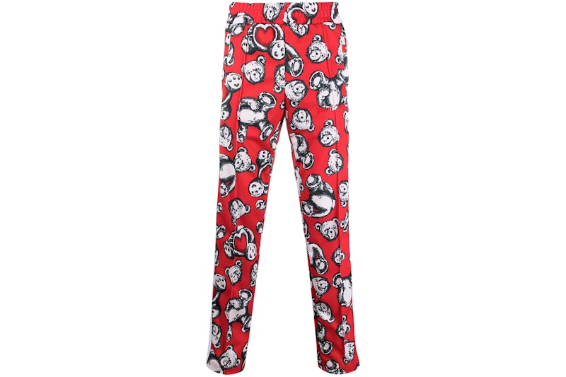 Palm Angels Bear Print Side Stripe Track Pants Red/White/Black