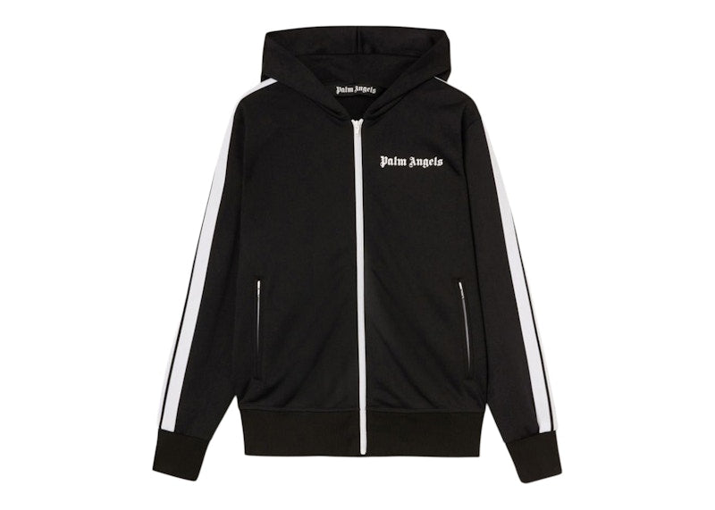 Palm Angels Black Hoody Track Jacket Black/White