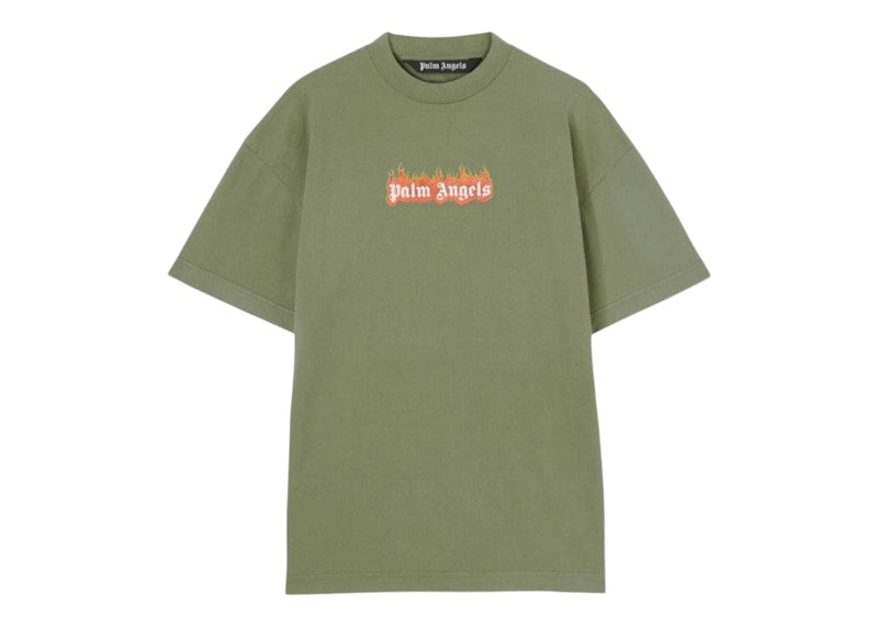 Palm Angels Burning Logo Classic T-Shirt Military/White