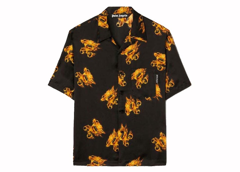 Palm Angels Burning Monogram Shirt Black/Gold