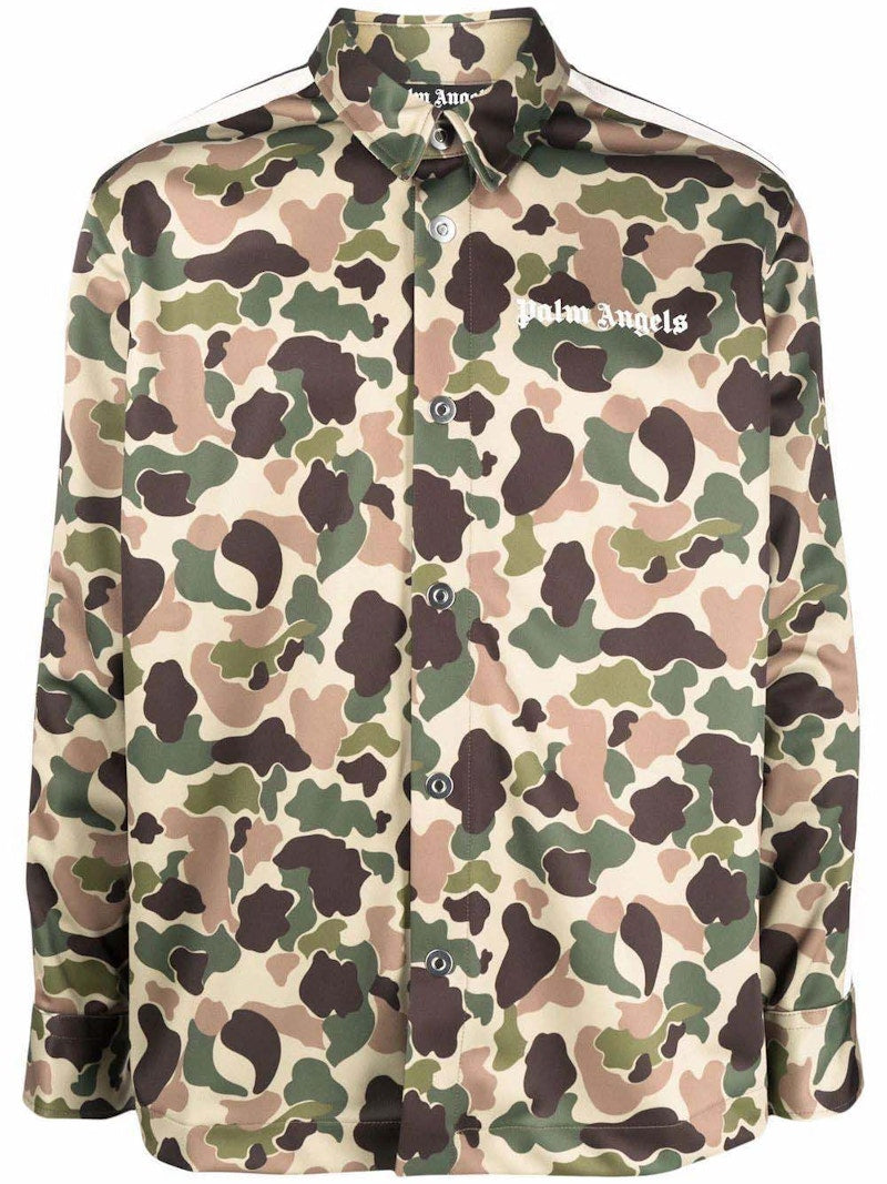 Palm Angels Camouflage Print Track Shirt Green