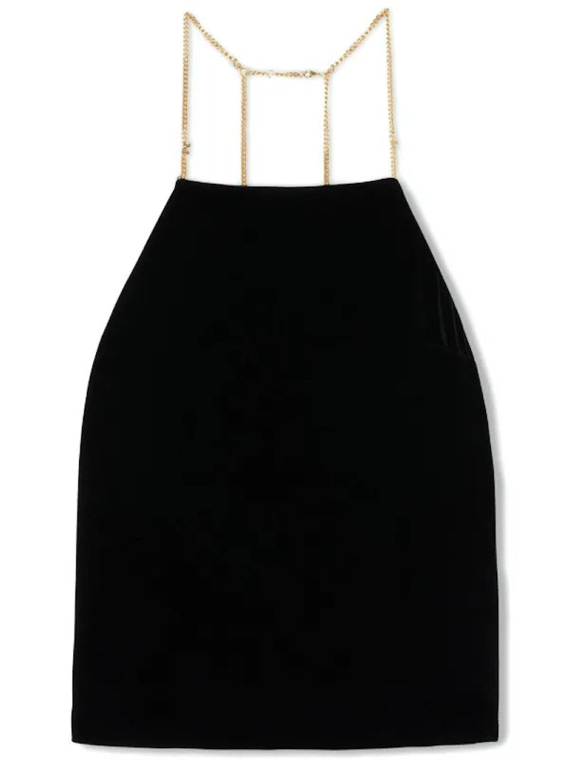 Palm Angels Chain Velvet Top Black