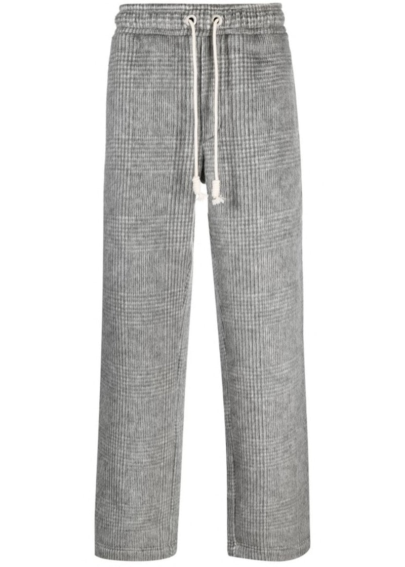 Palm Angels Checked Wool Loose Pants Grey Purple