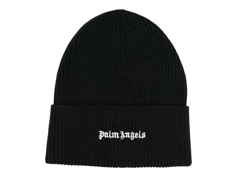 Palm Angels Classic Logo Ribbed Beanie Black/White