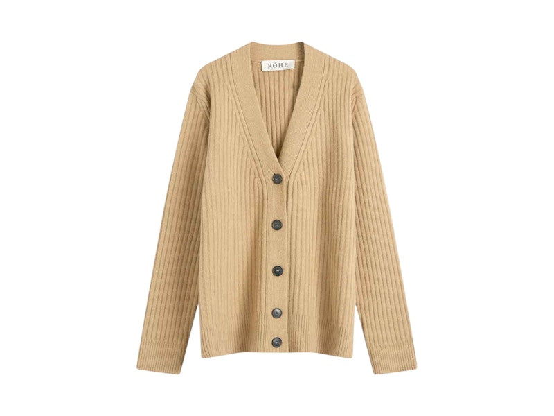 Palm Angels Curved Logo Cardigan Beige
