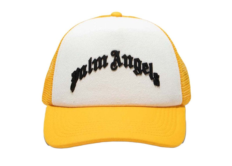 Palm Angels Curved Logo Mesh Cap Yellow/White