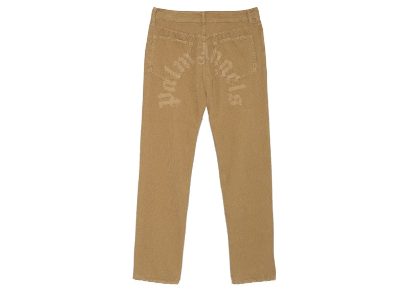 Palm Angels Curved Logo Pants Beige