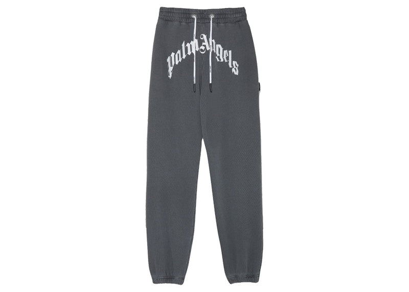 Palm Angels Curved Logo Sweatpants Black White