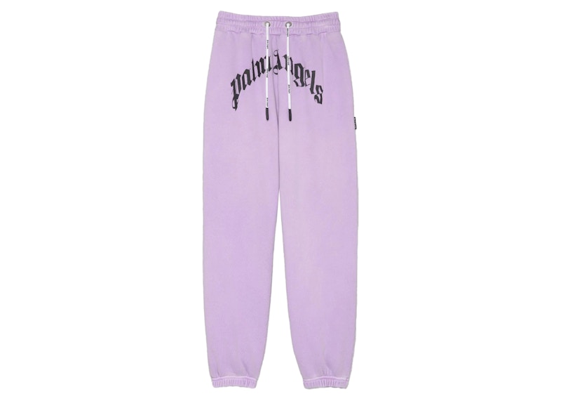 Palm Angels Curved Logo Sweatpants Lilac/White