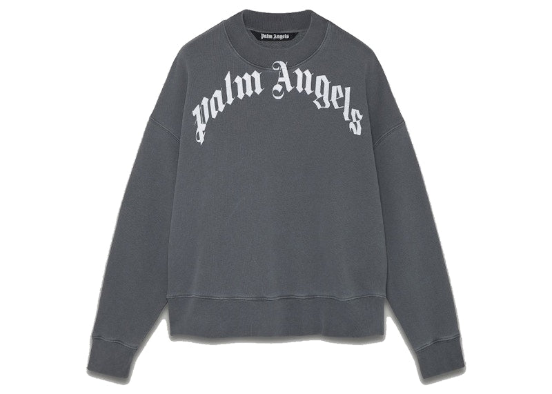 Palm Angels Curved Logo Sweatshirt Black/White