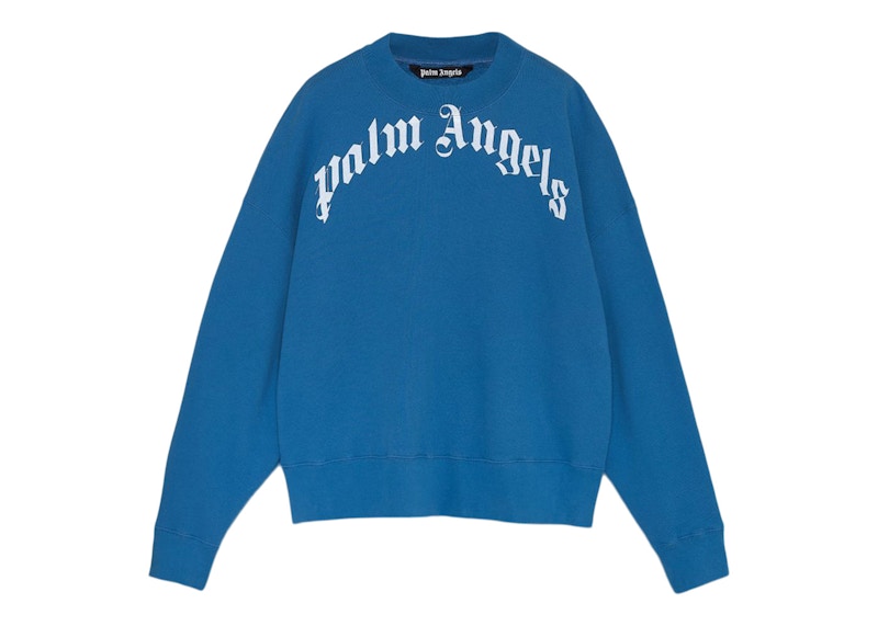 Palm Angels Curved Logo Sweatshirt Blue/White