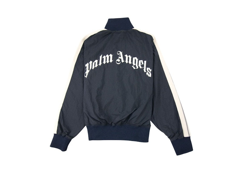 Palm Angels Curved Logo Track Jacket Navy Blue/White