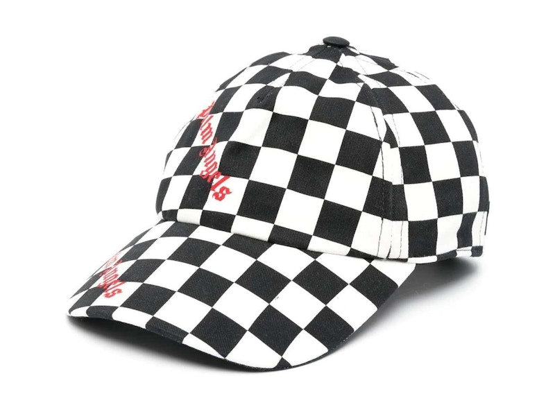 Palm Angels Damier Checked Logo-Print Cap White/Black