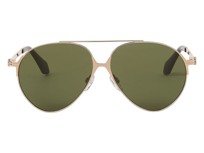 Palm Angels Elkton Gold Sunglasses Gold Green (PERI060S24MET0017655)