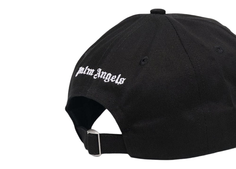Palm Angels Embroidered Gothic Intarsia Logo Strap-Back Cap Black/White (SS22)