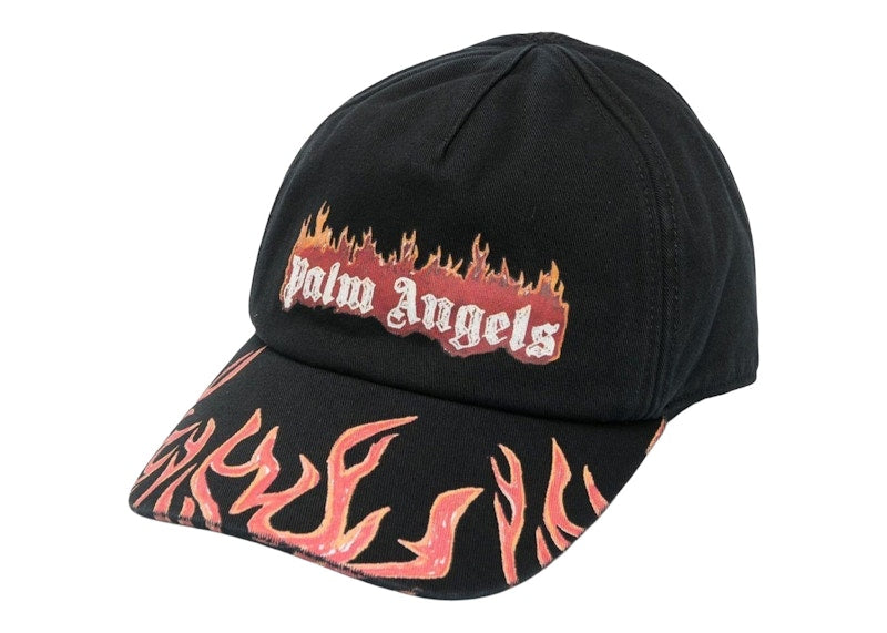 Palm Angels Flames Logo Baseball Cap Black/Orange