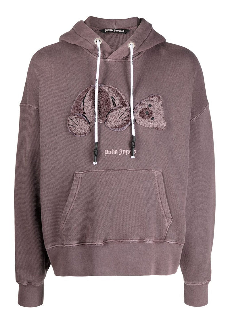 Palm Angels GD Bear Motif Hoodie Purple