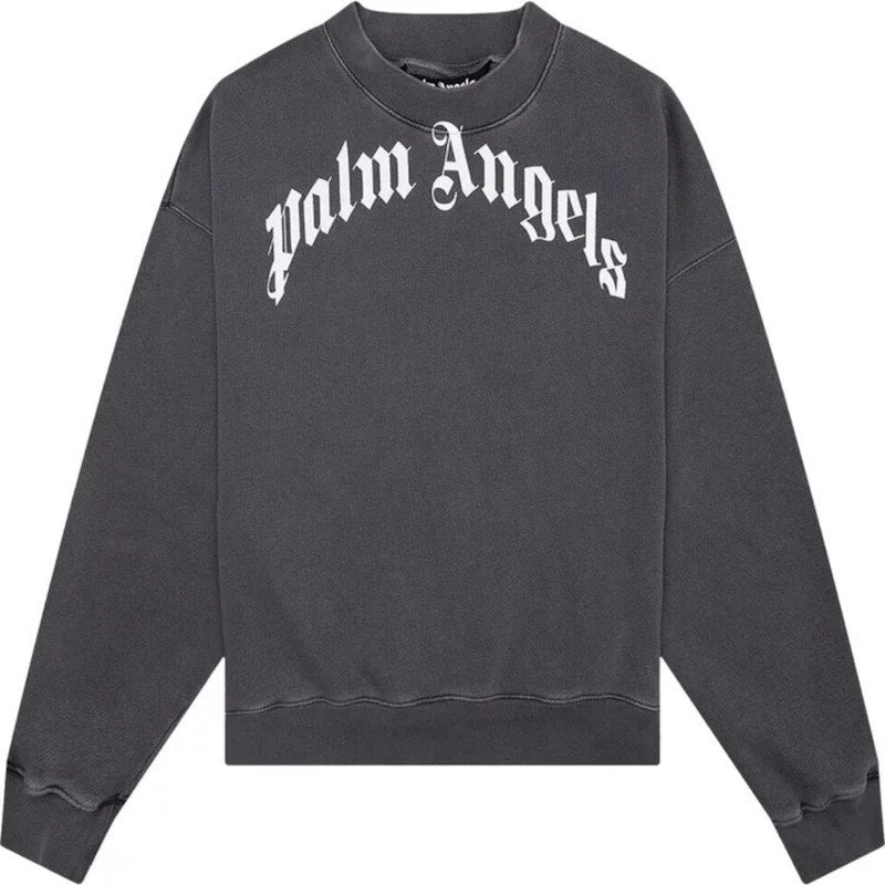 Palm Angels GD Curved Logo Washed Sweater Grey