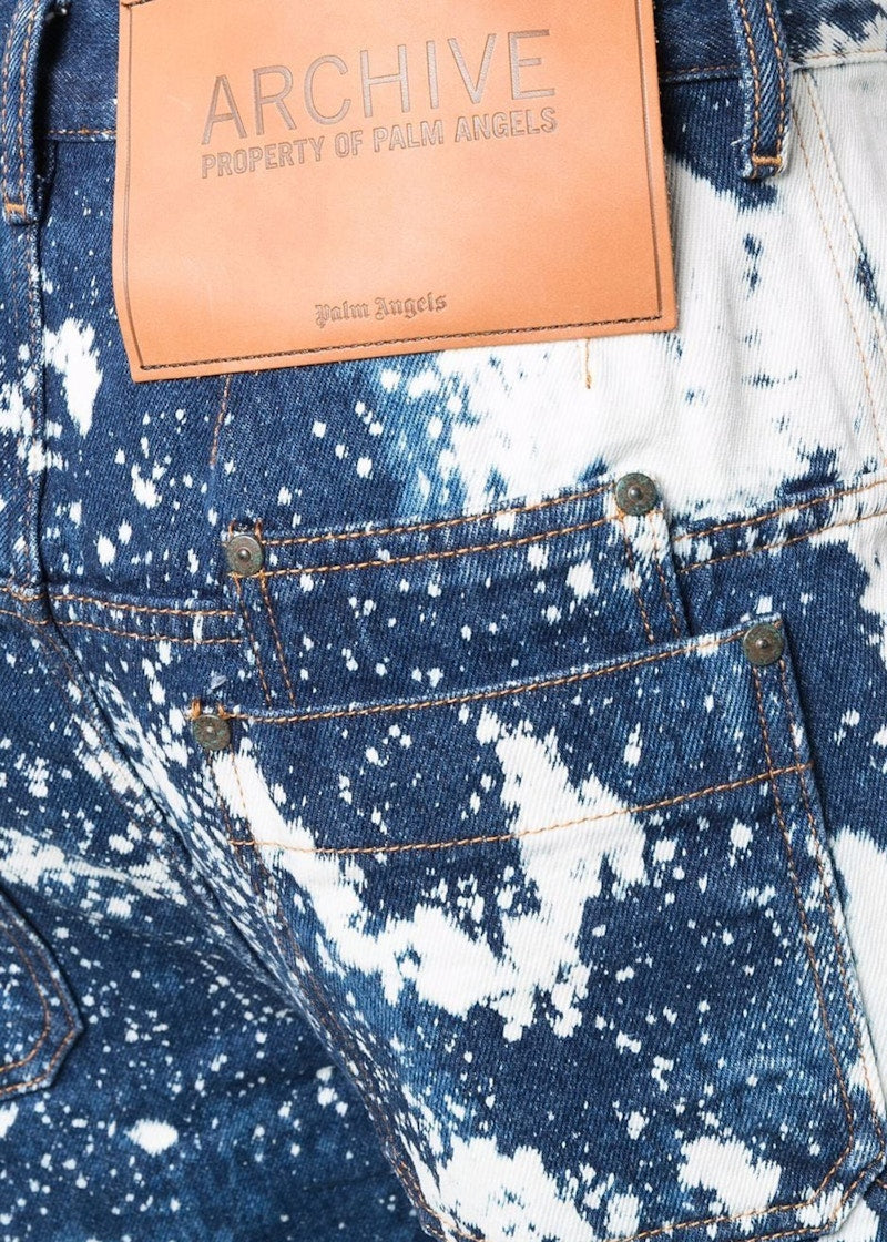 Palm Angels Galaxy Dyed Loose Fit Jeans Blue Brown