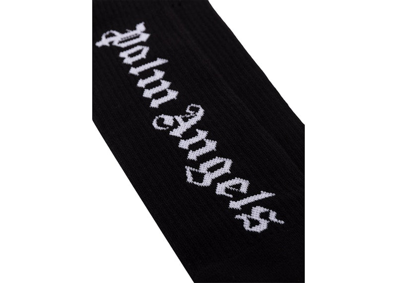 Palm Angels Gothic Intarsia Logo Socks Black/White (SS22)