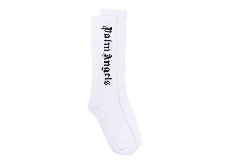 Palm Angels Gothic Intarsia Logo Socks White/Black (SS22)