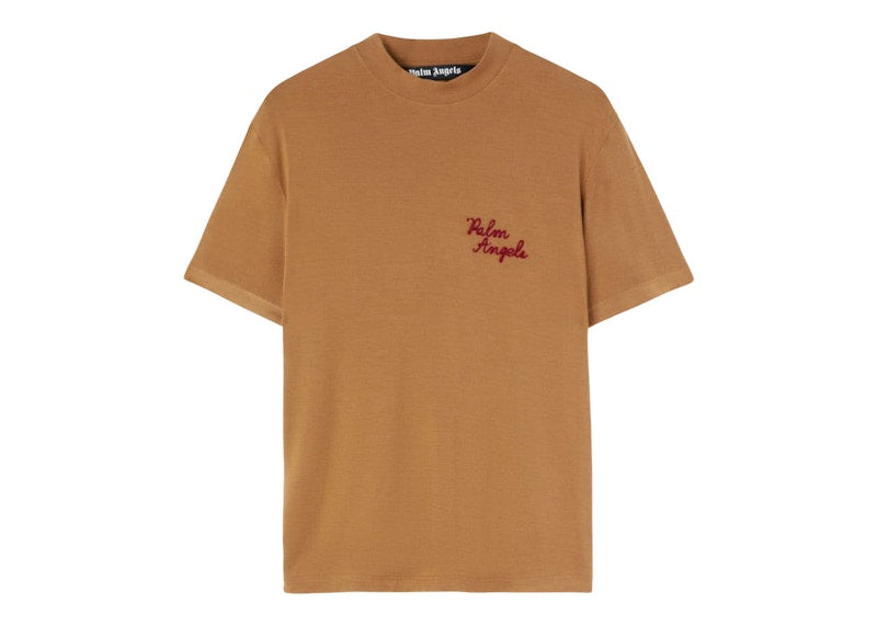 Palm Angels Hand Written Palm Angels T-Shirt 1728 Sand/Burgundy