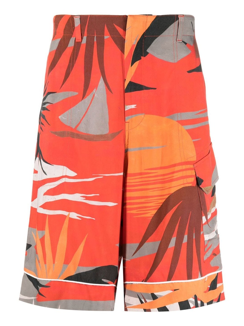 Palm Angels Hawaii Shorts Red/Multi/Off white
