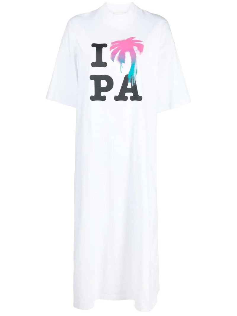 Palm Angels I Love Pa T-Dress White/Multi