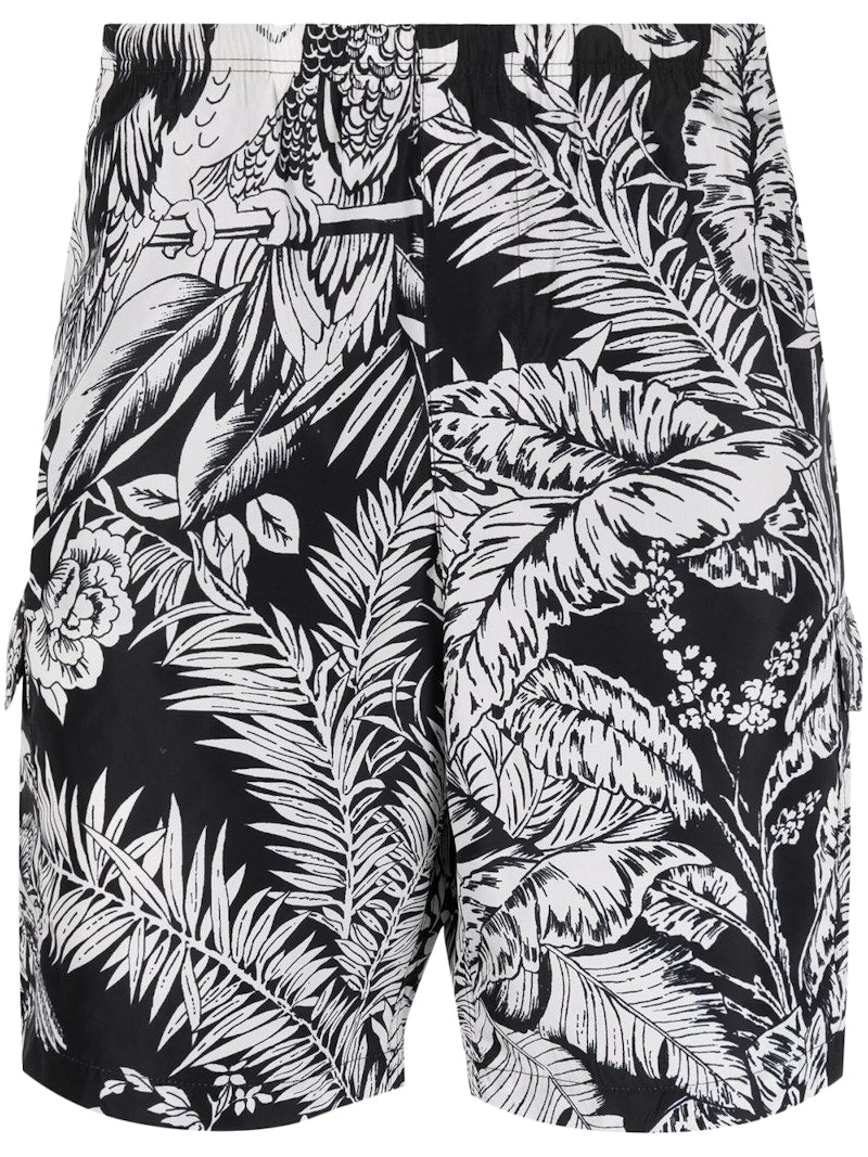 Palm Angels Jungle Parrots Swim Shorts Black/White
