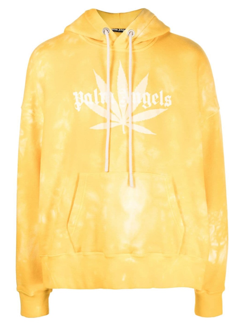 Palm Angels Leaf Tie Dye Hoodie Yellow