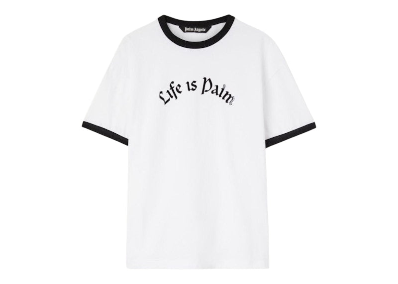 Palm Angels Life Is Palm Bowling T-Shirt White/Black