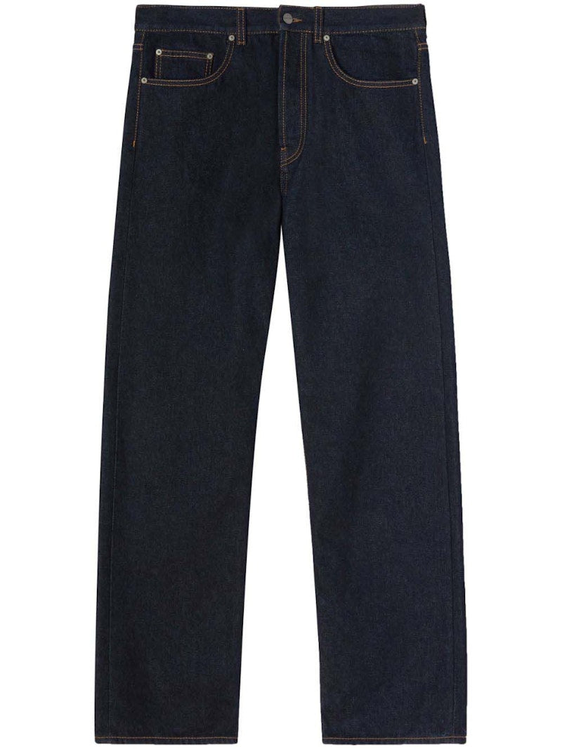 Palm Angels Logo-Embroidered Denim Jeans Indigo Blue