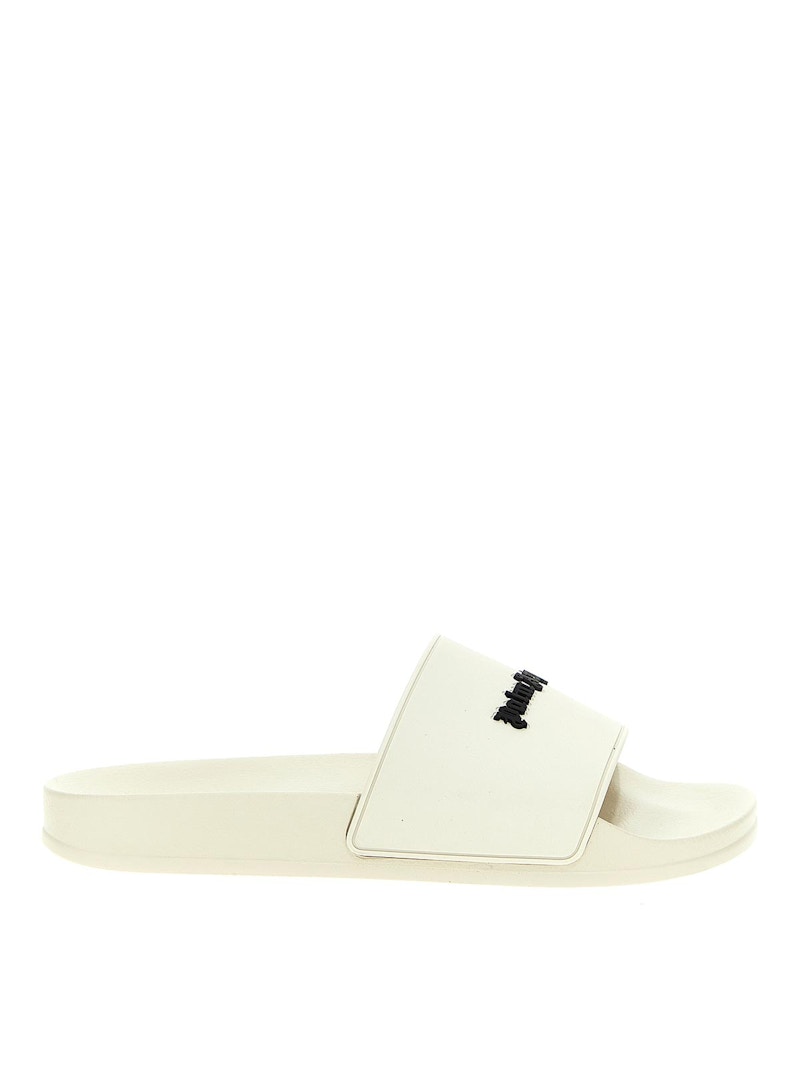 Palm Angels Logo Pool Sliders White