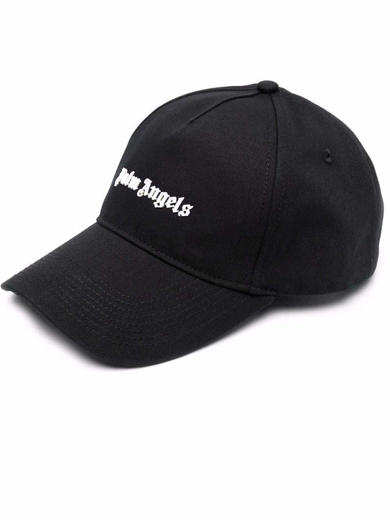 Palm Angels Logo-Print Cotton Cap Black