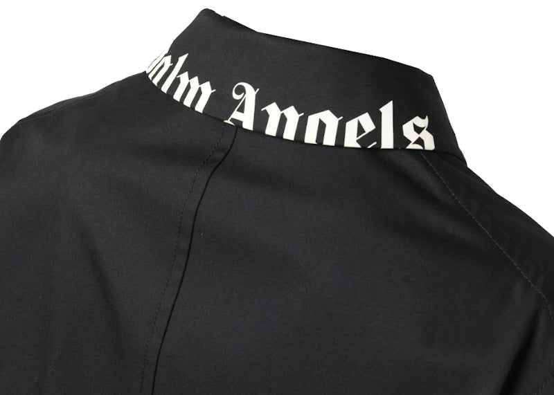 Palm Angels Logo-Print Cotton Coat Black
