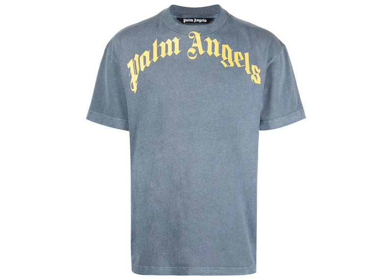 Palm Angels Logo Print Crewneck T-shirt Blue