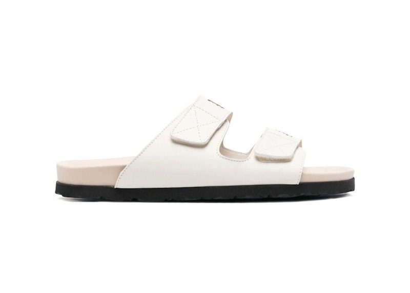 Palm Angels Logo Print Sandals Off White Leather