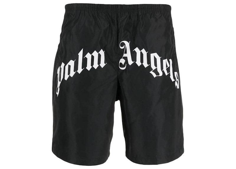 Palm Angels Logo Print Swimming Shorts Black