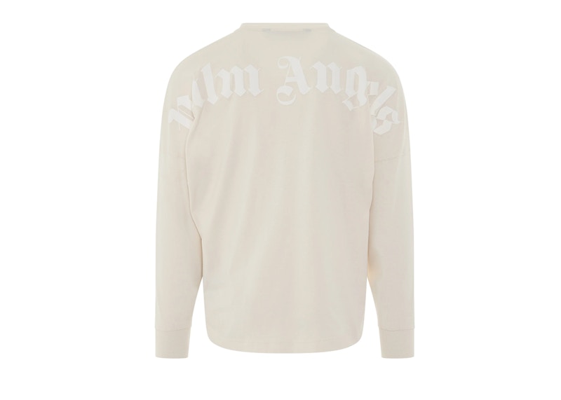 Palm Angels Longsleeve Back Oversized Logo Tee Butter/White
