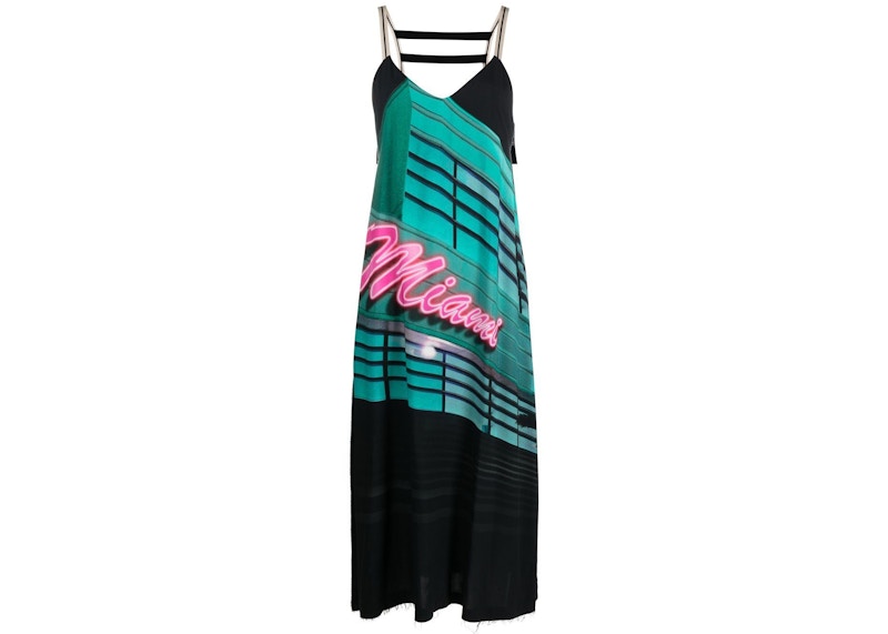 Palm Angels Miami Graphic Print Midi Dress Multicolor