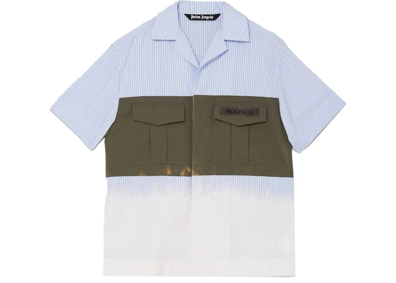 Palm Angels Military Bowling Shirt Blue